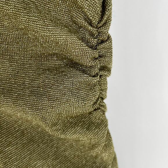 Michael Stars Long Sleeve Ruched Maternity Tunic Top One Size Green Khaki Shine - Picture 7 of 11